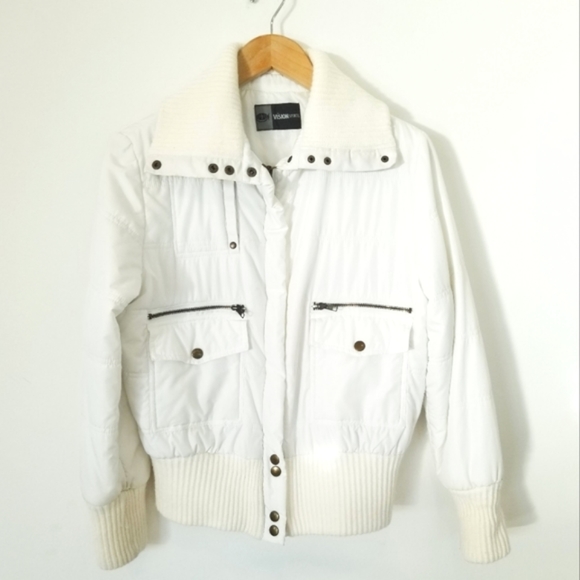 Vision Sports Women's Quilted Down Puffer Jacket Zip-up Activewear Winter White - Picture 1 of 13